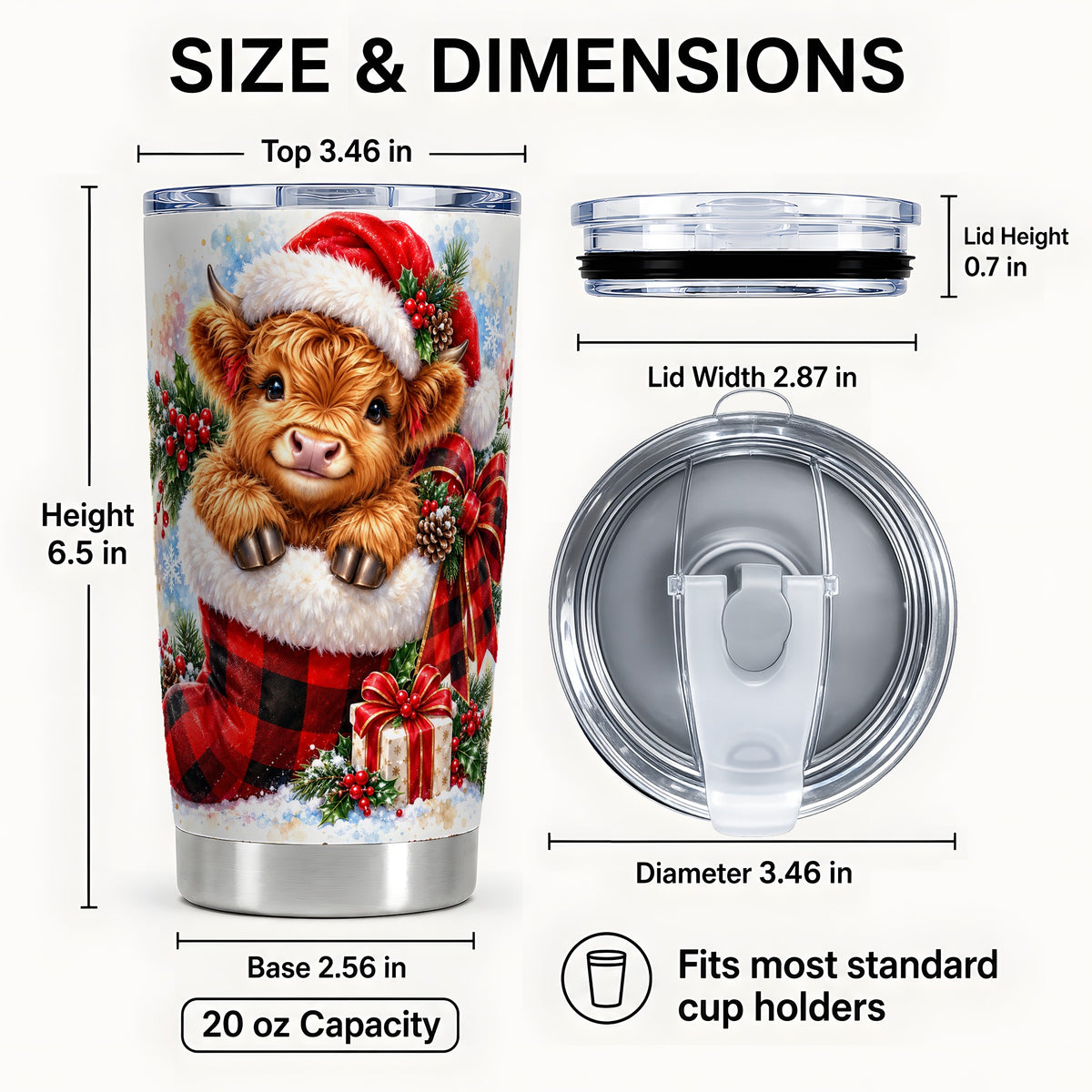 #pl[20oz|Steel] Watercolor Cow 20oz Tumbler, Holiday Tumbler, Stainless Steel Travel Cup