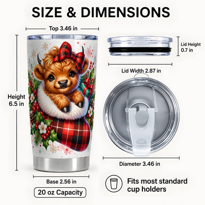 #pl[20oz|Steel] Plaid Cow 20oz Tumbler, Watercolor Tumbler, Stainless Steel Travel Cup
