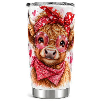 #pl[20oz|Steel] Highland Cow 20oz Tumbler, Heart Tumbler, Stainless Steel Travel Cup