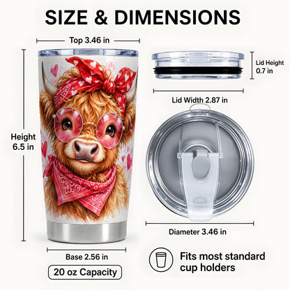 #pl[20oz|Steel] Highland Cow 20oz Tumbler, Heart Tumbler, Stainless Steel Travel Cup
