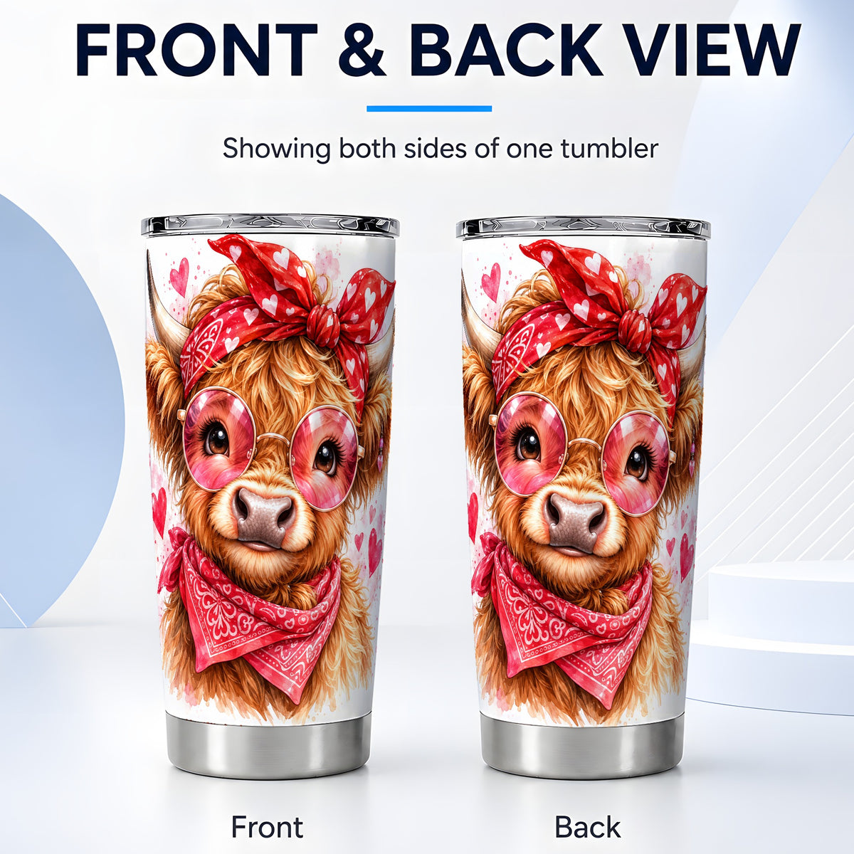 #pl[20oz|Steel] Highland Cow 20oz Tumbler, Heart Tumbler, Stainless Steel Travel Cup