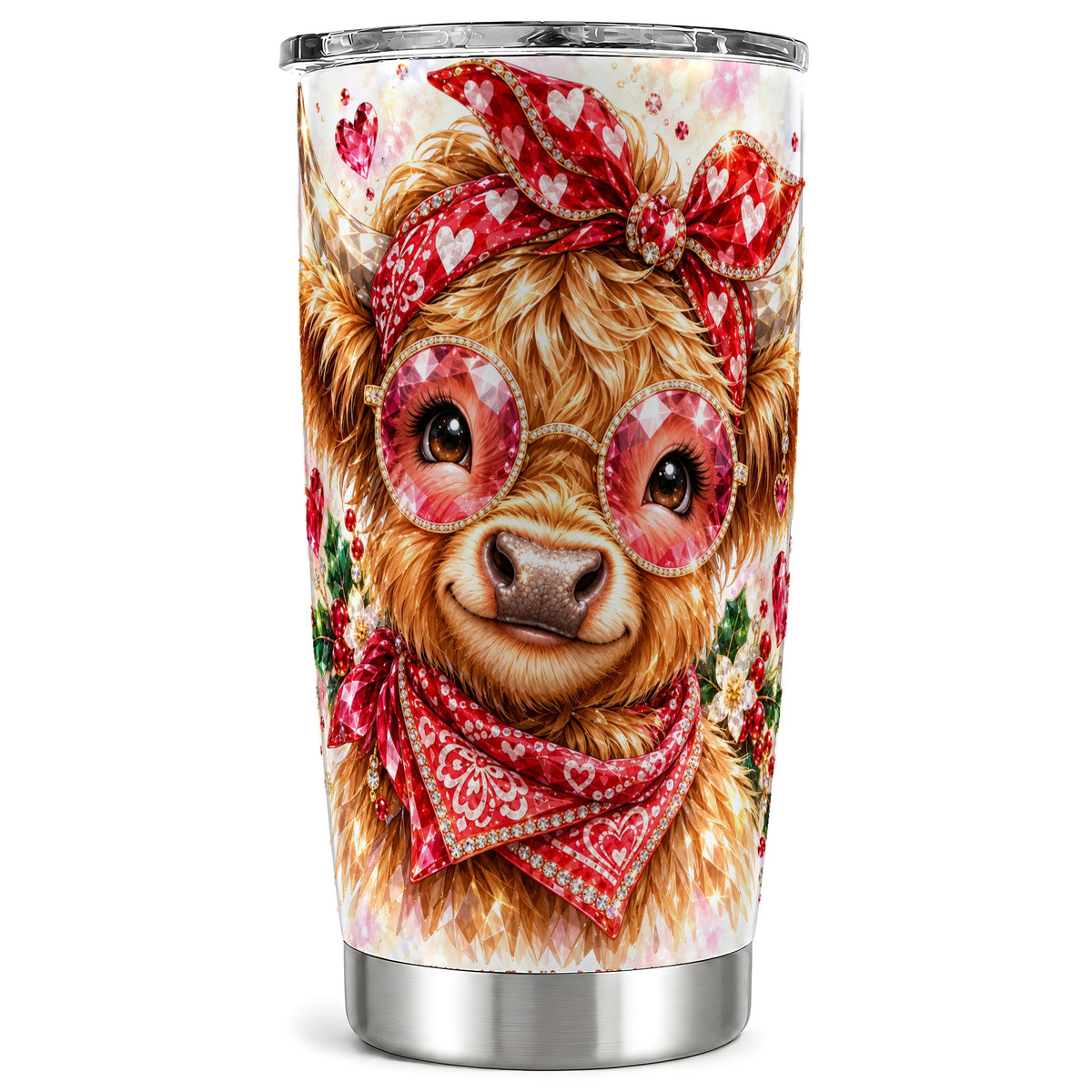 #pl[20oz|Steel] Highland Cow Tumbler 20oz, Holiday Tumbler, Stainless Steel Travel Cup