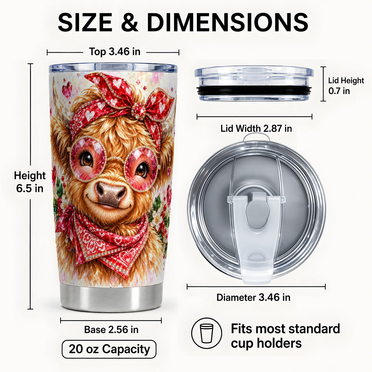 #pl[20oz|Steel] Highland Cow Tumbler 20oz, Holiday Tumbler, Stainless Steel Travel Cup
