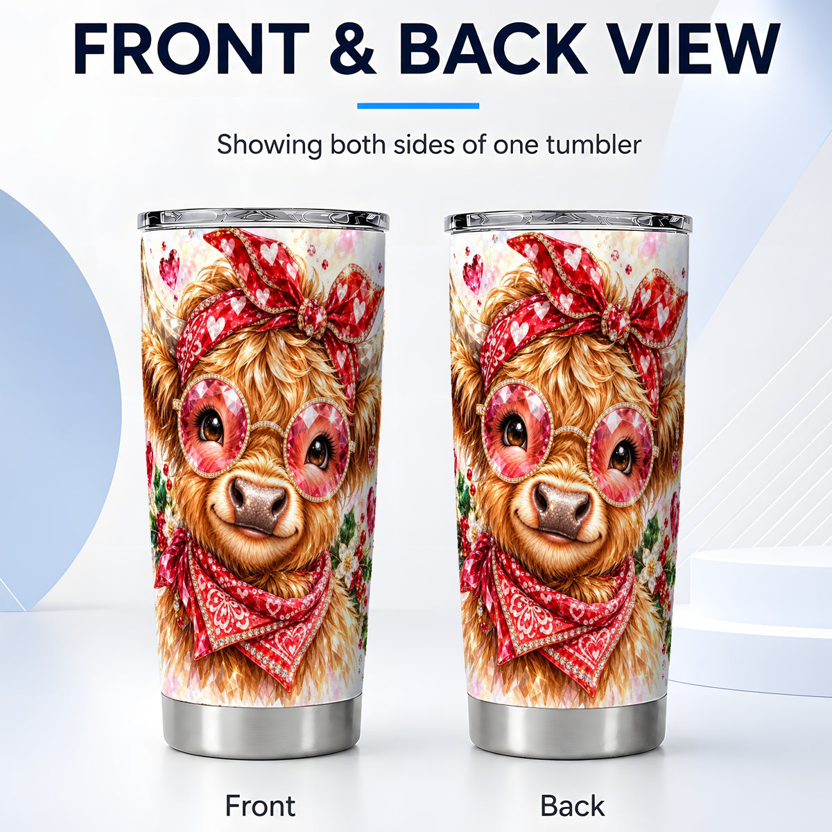 #pl[20oz|Steel] Highland Cow Tumbler 20oz, Holiday Tumbler, Stainless Steel Travel Cup