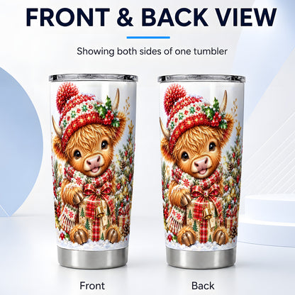 #pl[20oz|Steel] Christmas Cow Tumbler 20oz, Festive Tumbler, Stainless Steel Travel Cup