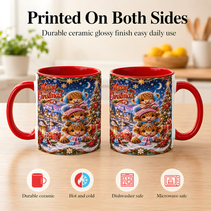 #pl[11oz|Red] Christmas Highland Cow Coffee Mug, Cute Cow Mug, Ceramic Cup