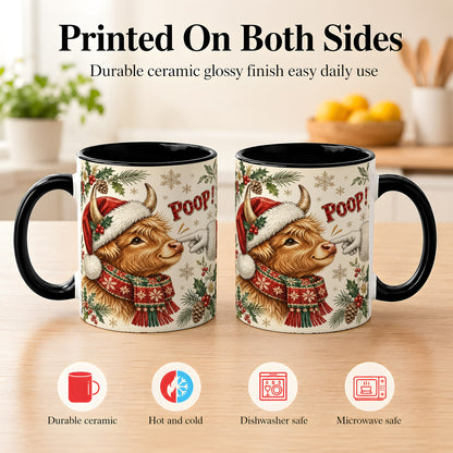 #pl[11oz|Black] Funny Highland Cow Coffee Mug, Holiday Cow Mug, Ceramic Cup