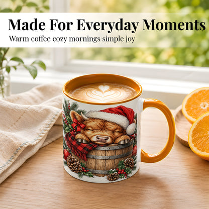 #pl[11oz|Orange] Vintage Highland Cow Coffee Mug, Christmas Cow Mug, Ceramic Cup
