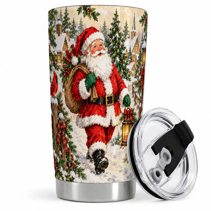 Vintage Santa 20oz Tumbler, Christmas Village Drinkware for Holiday Use