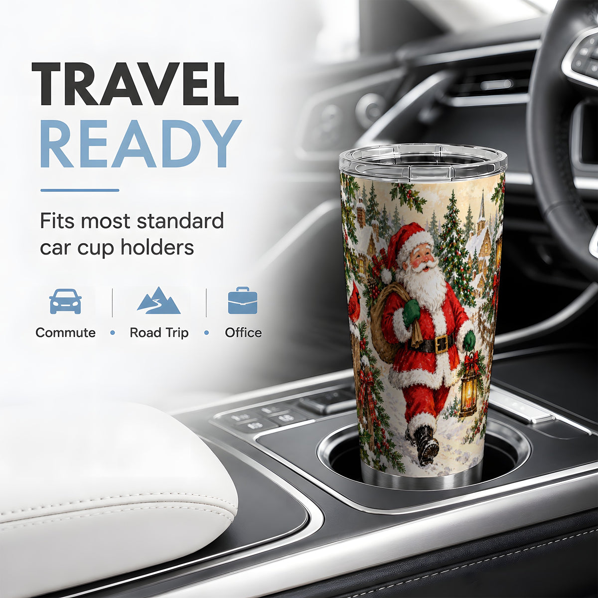 #pl[20oz|Steel] Vintage Santa 20oz Tumbler, Christmas Village Drinkware for Holiday Use