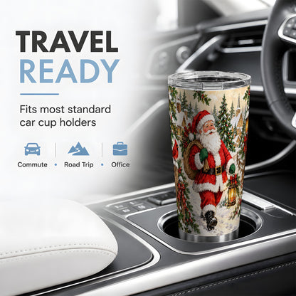 #pl[20oz|Steel] Vintage Santa 20oz Tumbler, Christmas Village Drinkware for Holiday Use