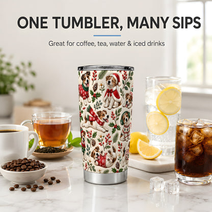 #pl[20oz|Steel] Christmas Jack Russell 20oz Tumbler, Festive Dog Pattern Drinkware