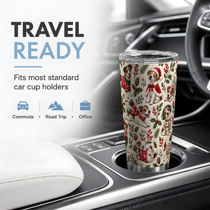 #pl[20oz|Steel] Christmas Jack Russell 20oz Tumbler, Festive Dog Pattern Drinkware