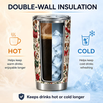 #pl[20oz|Steel] Christmas Jack Russell 20oz Tumbler, Holly Dog Pattern Drinkware Art