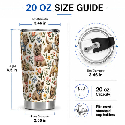 #pl[20oz|Steel] Floral Terrier 20oz Tumbler, Botanical Dog Pattern Drinkware for Daily Use