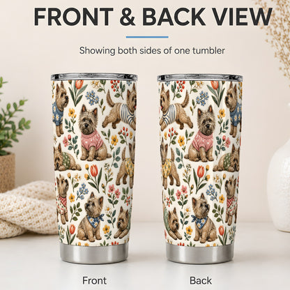#pl[20oz|Steel] Floral Terrier 20oz Tumbler, Botanical Dog Pattern Drinkware for Daily Use