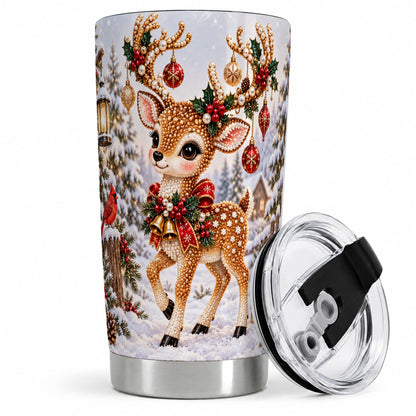 Festive Reindeer 20oz Tumbler, Christmas Ornament Scene Drinkware