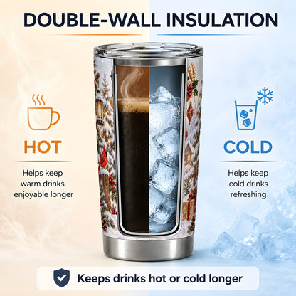 #pl[20oz|Steel] Festive Reindeer 20oz Tumbler, Christmas Ornament Scene Drinkware