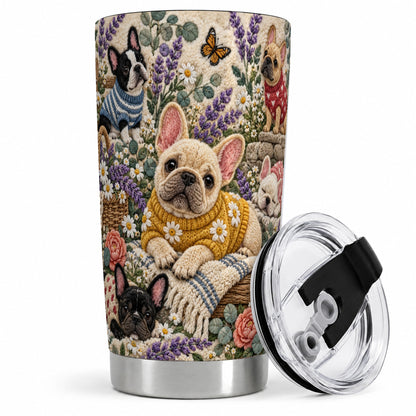 #pl[20oz|Steel] French Bulldog Tumbler, 20oz Tumbler with Floral Sweater Artwork
