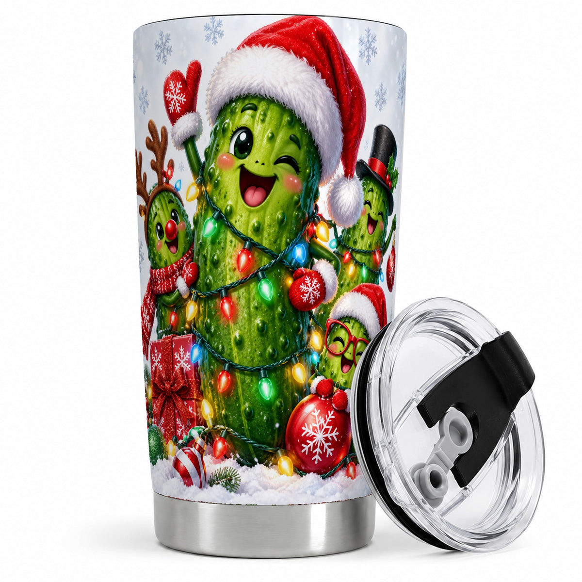 #pl[20oz|Steel] Christmas Pickle Tumbler, 20oz Tumbler with Holiday Character Artwork