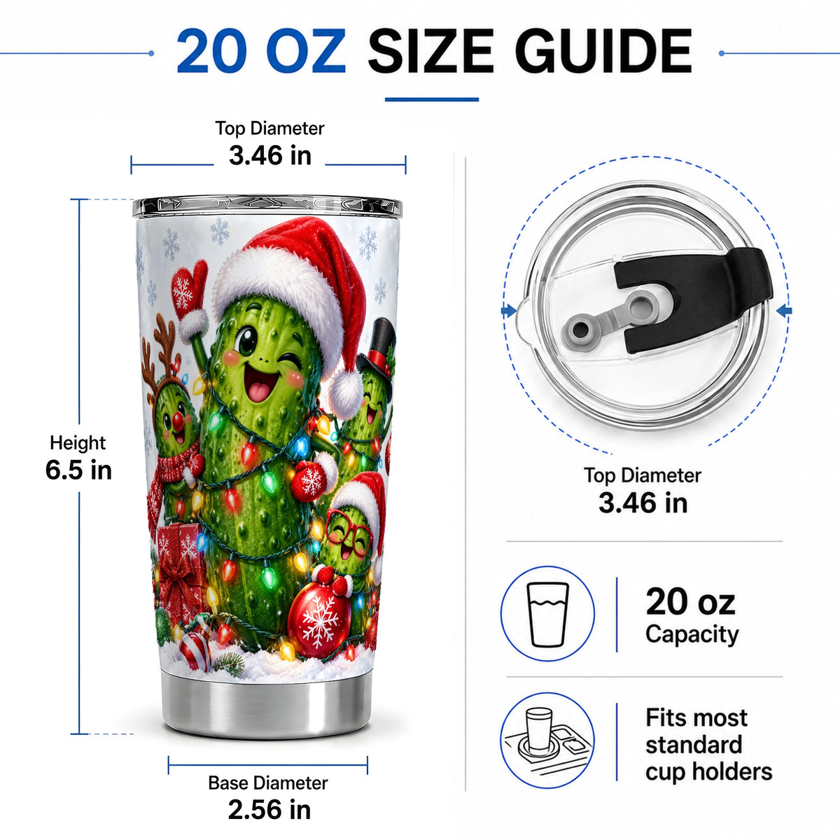 #pl[20oz|Steel] Christmas Pickle Tumbler, 20oz Tumbler with Holiday Character Artwork