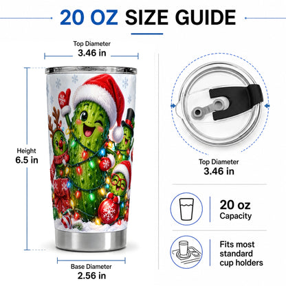 #pl[20oz|Steel] Christmas Pickle Tumbler, 20oz Tumbler with Holiday Character Artwork