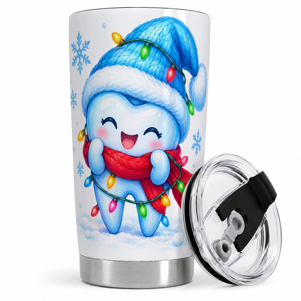 #pl[20oz|Steel] Christmas Tooth 20oz Tumbler, Winter Lights Insulated Drinkware
