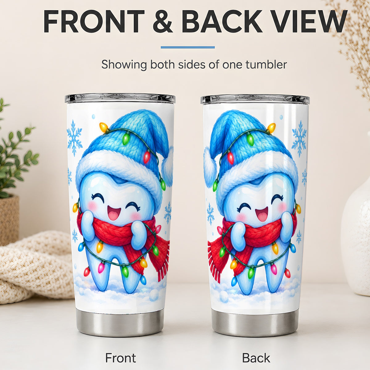 #pl[20oz|Steel] Christmas Tooth 20oz Tumbler, Winter Lights Insulated Drinkware