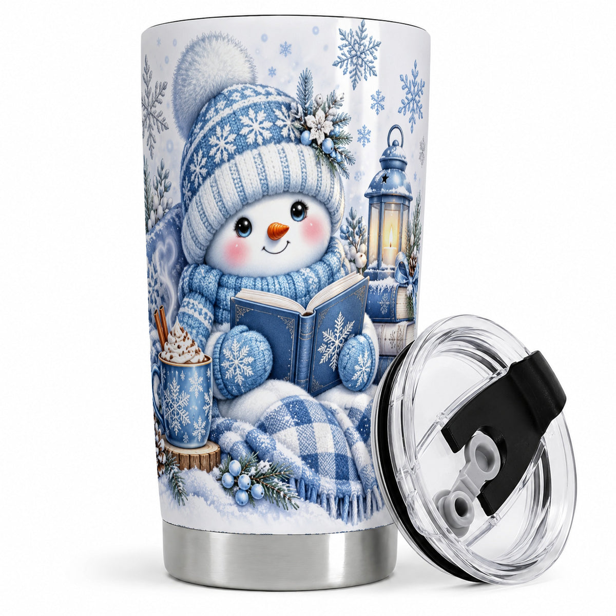 #pl[20oz|Steel] Cozy Winter Snowman 20oz Tumbler, Reading Holiday Drinkware