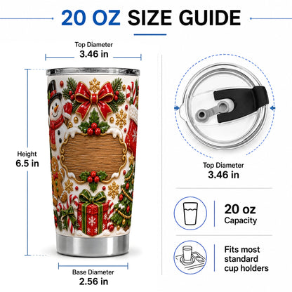 #pl[20oz|Steel] Christmas Cookie Art 20oz Tumbler, Snowman Holiday Drinkware