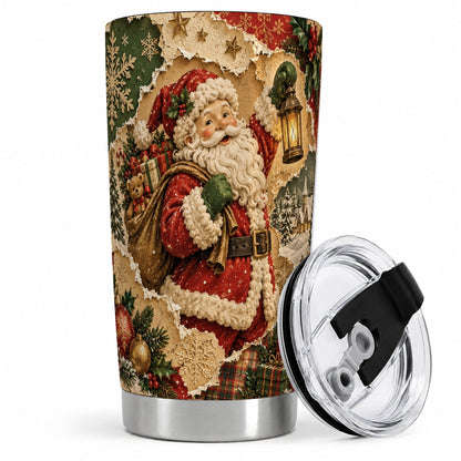 #pl[20oz|Steel] Vintage Christmas Santa 20oz Tumbler, Holiday Collage Drinkware