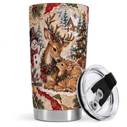 #pl[20oz|Steel] Christmas Deer 20oz Tumbler, Snowman Winter Woodland Drinkware Artwork