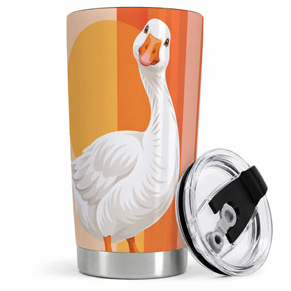 #pl[20oz|Steel] Retro Goose 20oz Tumbler with Orange Stripes and Sun Artwork