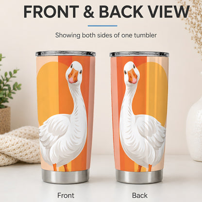 #pl[20oz|Steel] Retro Goose 20oz Tumbler with Orange Stripes and Sun Artwork