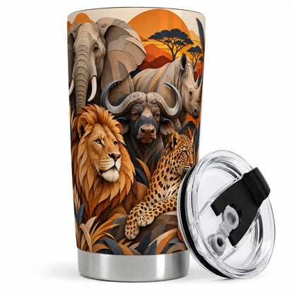 #pl[20oz|Steel] Safari Wildlife 20oz Tumbler, African Animal Artwork for Nature Fans