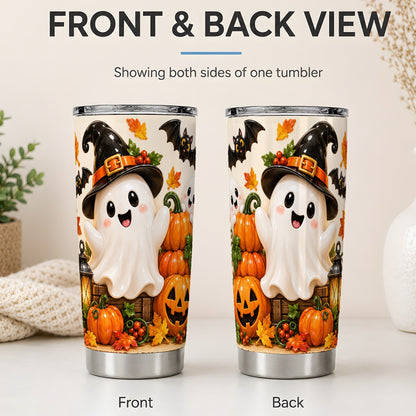 #pl[20oz|Steel] Cute Halloween Ghost 20oz Tumbler, Stainless Steel Pumpkin Drinkware