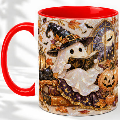Halloween Ghost Accent Mug, Witchy Reading Art for Book Lovers
