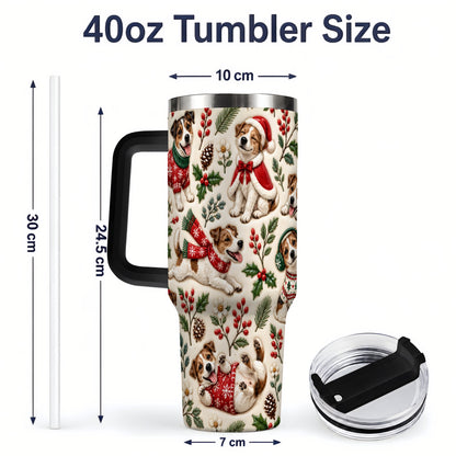 #pl[40oz|Black] Christmas Jack Russell 40oz Tumbler, Festive Dog Pattern Drinkware