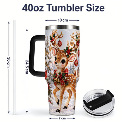 #pl[40oz|Black] Festive Reindeer 40oz Tumbler, Christmas Ornament Scene Drinkware