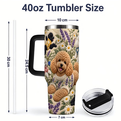 #pl[40oz|Black] Poodle Floral Tumbler, 40oz Tumbler with Lavender Meadow Artwork