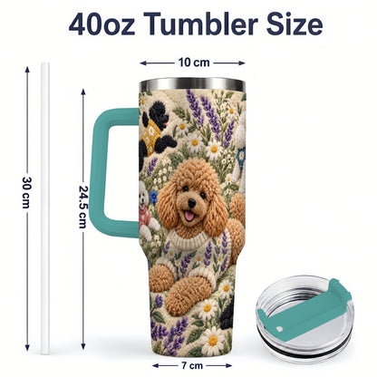 #pl[40oz|Green] Poodle Floral Tumbler, 40oz Tumbler with Lavender Meadow Artwork