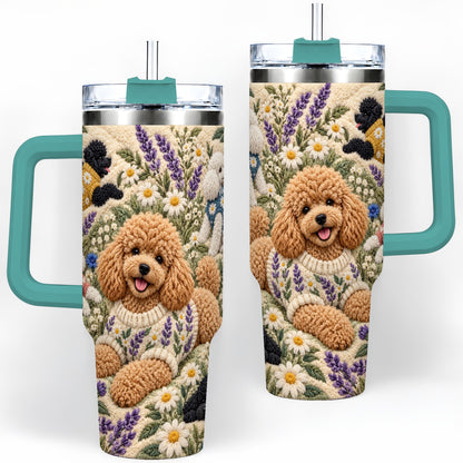 #pl[40oz|Green] Poodle Floral Tumbler, 40oz Tumbler with Lavender Meadow Artwork