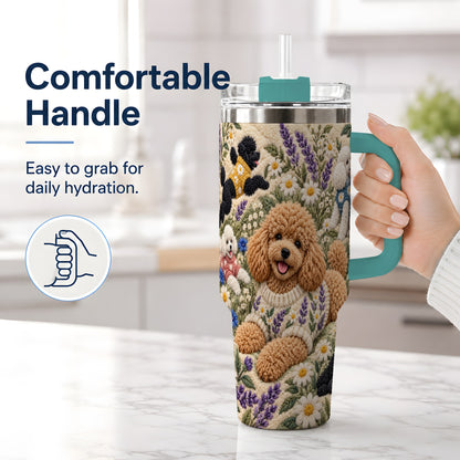 #pl[40oz|Green] Poodle Floral Tumbler, 40oz Tumbler with Lavender Meadow Artwork