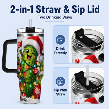 #pl[40oz|Black] Christmas Pickle Tumbler, 40oz Tumbler with Holiday Character Artwork