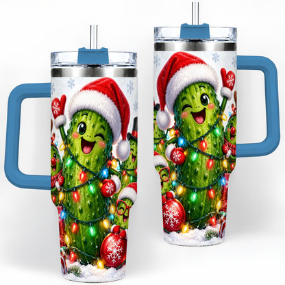 #pl[40oz|Blue] Christmas Pickle Tumbler, 40oz Tumbler with Holiday Character Artwork