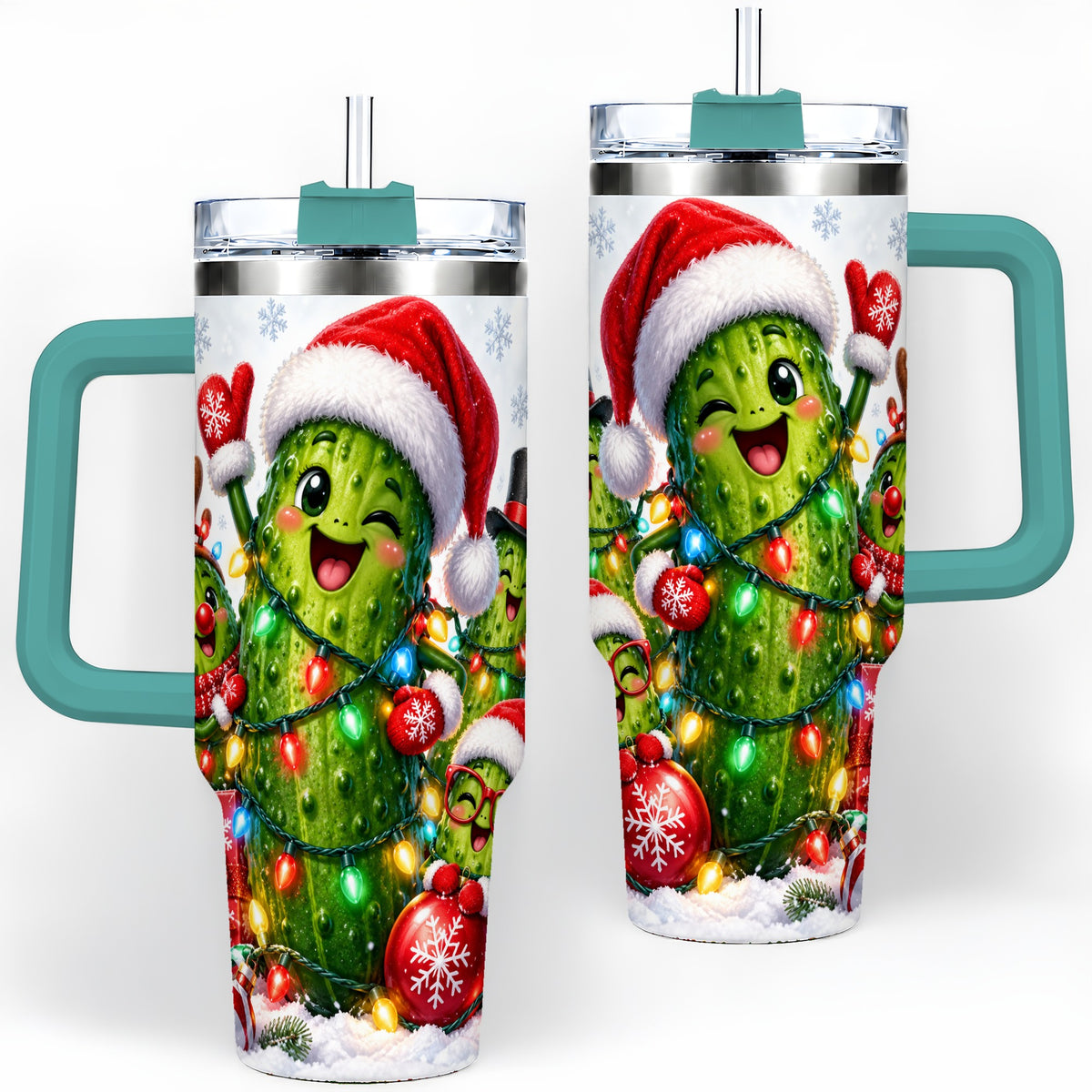 #pl[40oz|Green] Christmas Pickle Tumbler, 40oz Tumbler with Holiday Character Artwork