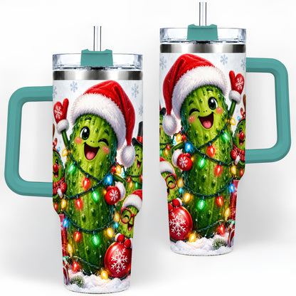 #pl[40oz|Green] Christmas Pickle Tumbler, 40oz Tumbler with Holiday Character Artwork