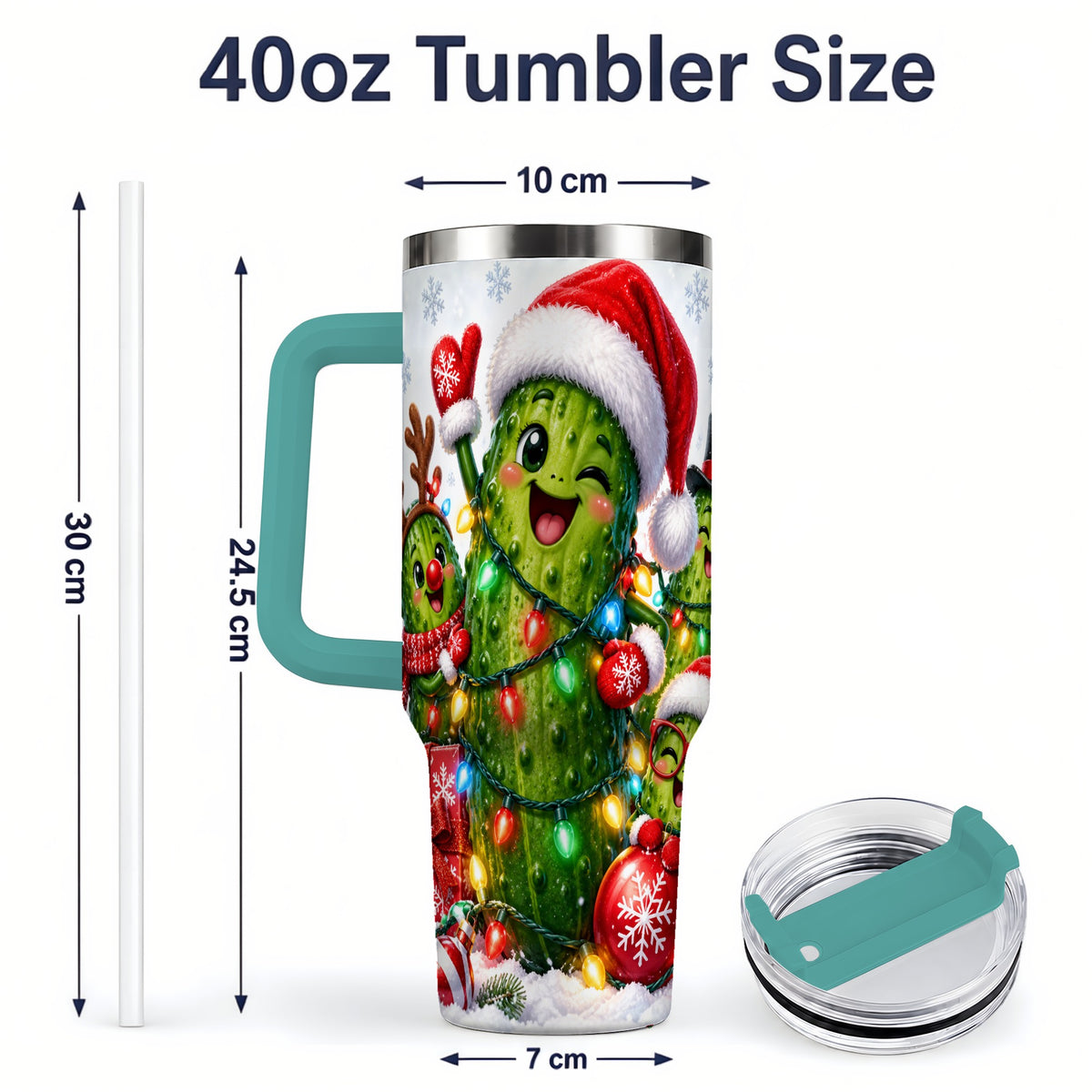#pl[40oz|Green] Christmas Pickle Tumbler, 40oz Tumbler with Holiday Character Artwork