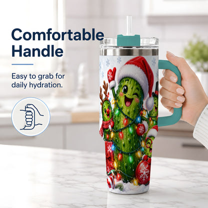#pl[40oz|Green] Christmas Pickle Tumbler, 40oz Tumbler with Holiday Character Artwork
