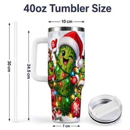 #pl[40oz|White] Christmas Pickle Tumbler, 40oz Tumbler with Holiday Character Artwork